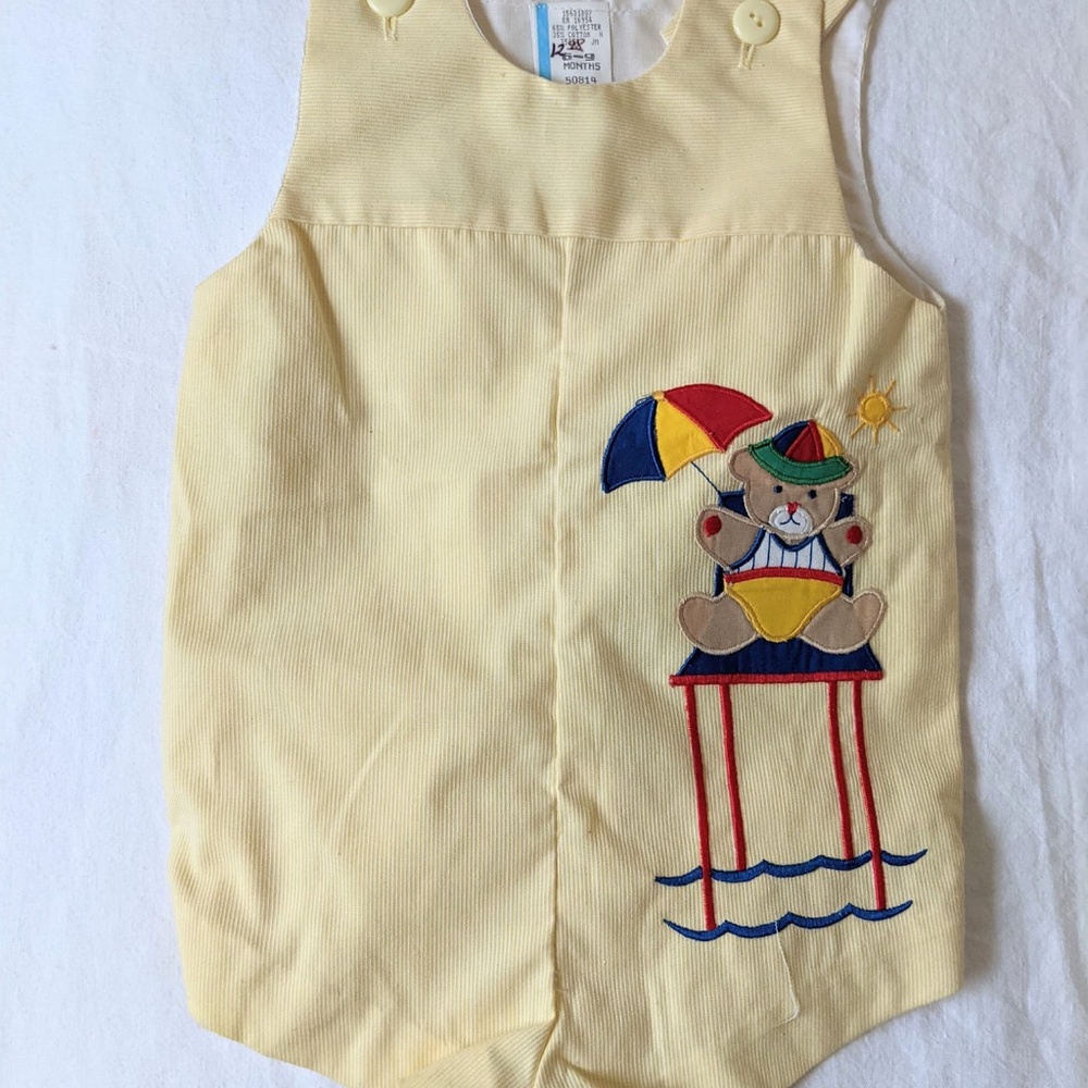 Beach Bear Bubble Romper 6-9 months GUC